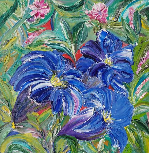 Blaue Blumen van Kerstin Meyer, Schilderij te koop op Singulart