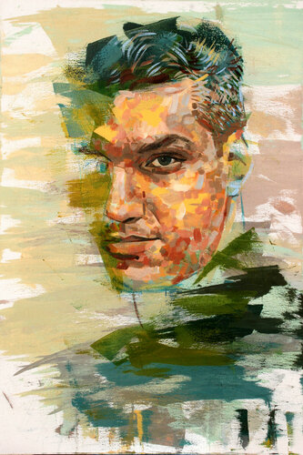 Portrait Study. Mladen Vracarec of Vojvadova, Northern Serbia van Phil Davis, Schilderij te koop op Singulart
