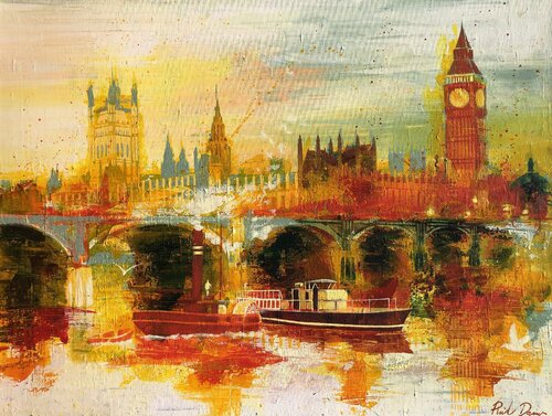 The Sun Over Westminster by Phil Davis, Painting for Sale on Singulart
