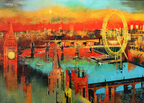 The London Eye by Phil Davis, Painting for Sale on Singulart