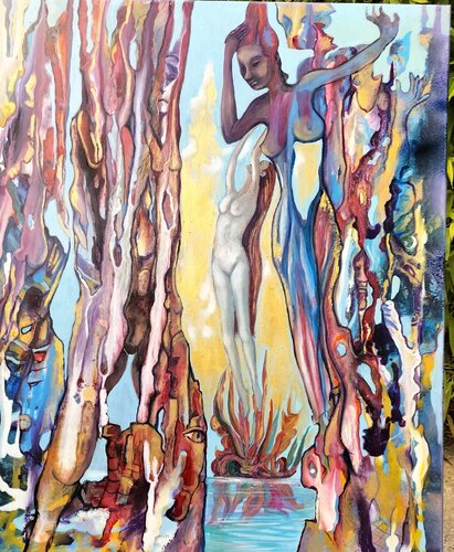 Stalagmites par Danielle Vasa, Peinture en vente sur Singulart