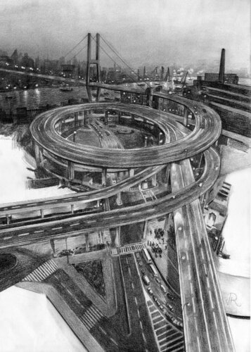 Puente Nanpu de Shanghái von Javier Ramos Julián, Zeichnungen kaufen auf Singulart