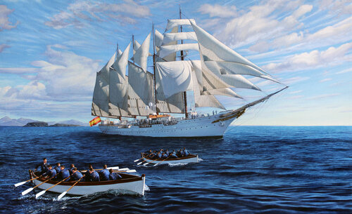 Juan Sebastián de Elcano: una escuela alrededor del mundo von Javier Ramos Julián, Malerei kaufen auf Singulart