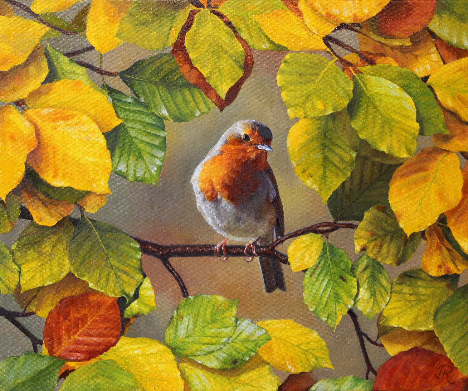 Petirrojo en Otoño Javier Ramos Julián Originalgemälde zu verkaufen
