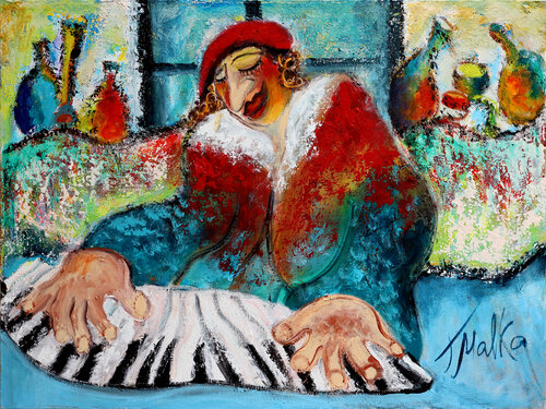 At Piano Bar von Malka Tsentsiper, Malerei kaufen auf Singulart