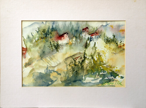 In Toscana (framed by Mat Board) de Malka Tsentsiper, Obra en papel a la venta en Singulart