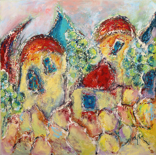 Urban impression after snowfall... van Malka Tsentsiper, Schilderij te koop op Singulart