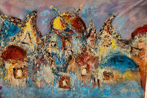 Evening windows of Jerusalem van Malka Tsentsiper, Schilderij te koop op Singulart