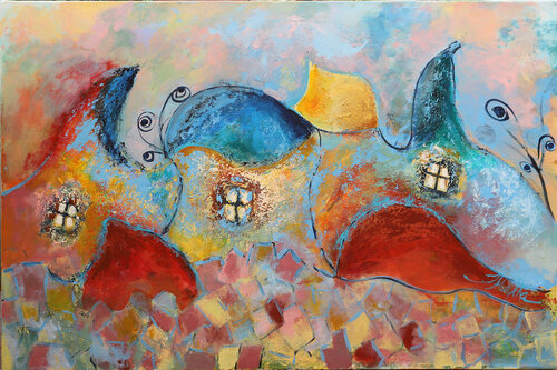 Village at Sunset di Malka Tsentsiper, Pittura in vendita su Singulart