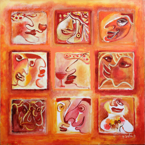 Comedy Masks by Malka Tsentsiper, Painting for Sale on Singulart