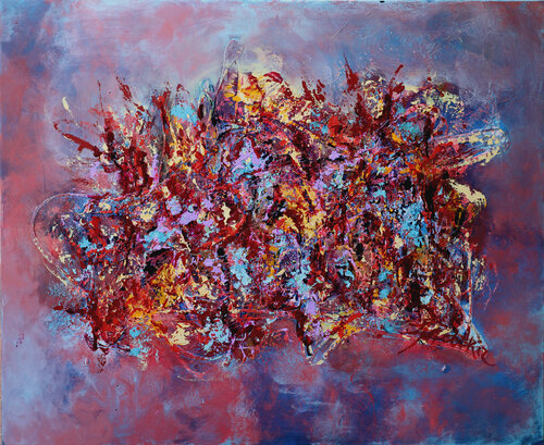 Fireworks of War - Skies over Ukraine van Malka Tsentsiper, Schilderij te koop op Singulart