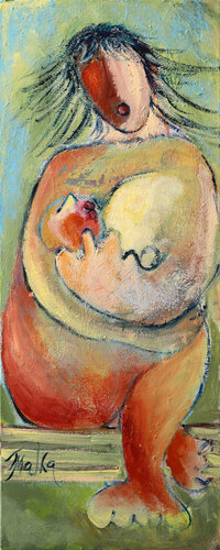 Madonna w/newborn de Malka Tsentsiper, Pintura a la venta en Singulart