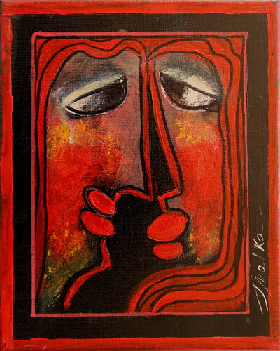 Mini 02 - from Black and Red original series by Malka Tsentsiper, Painting for Sale on Singulart