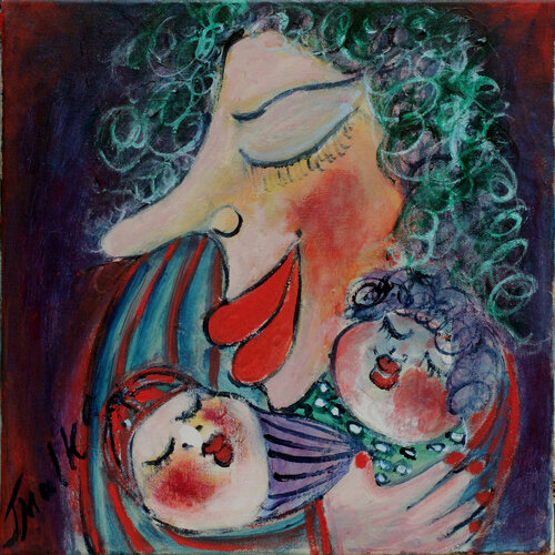 Motherhood -6 van Malka Tsentsiper, Schilderij te koop op Singulart