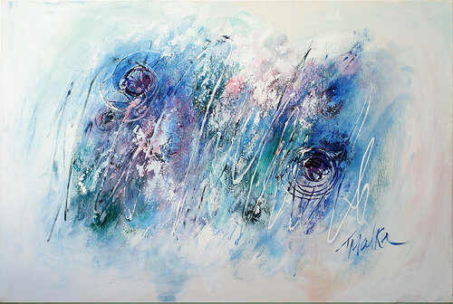 Abstract - Blue and White Waves von Malka Tsentsiper, Malerei kaufen auf Singulart