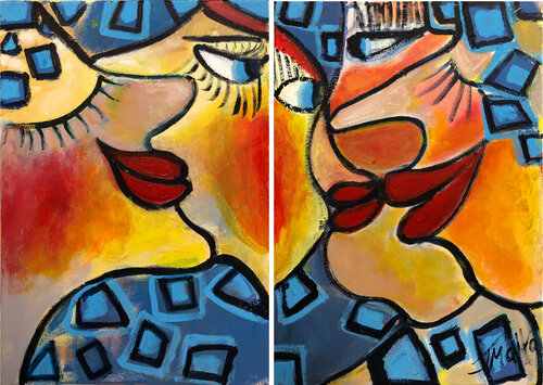 "All you need is Love..." - Diptych van Malka Tsentsiper, Schilderij te koop op Singulart