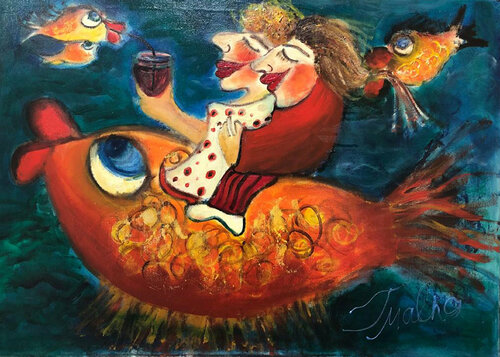 Night Dream at Seaside di Malka Tsentsiper, Pittura in vendita su Singulart