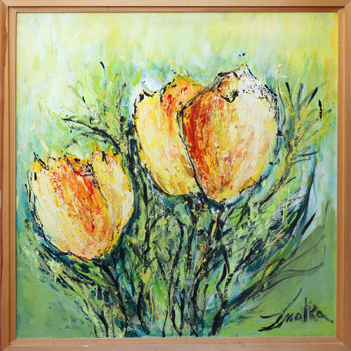 Yellow Tulips van Malka Tsentsiper, Schilderij te koop op Singulart