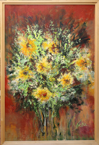 Yellow Field Flowers von Malka Tsentsiper, Malerei kaufen auf Singulart