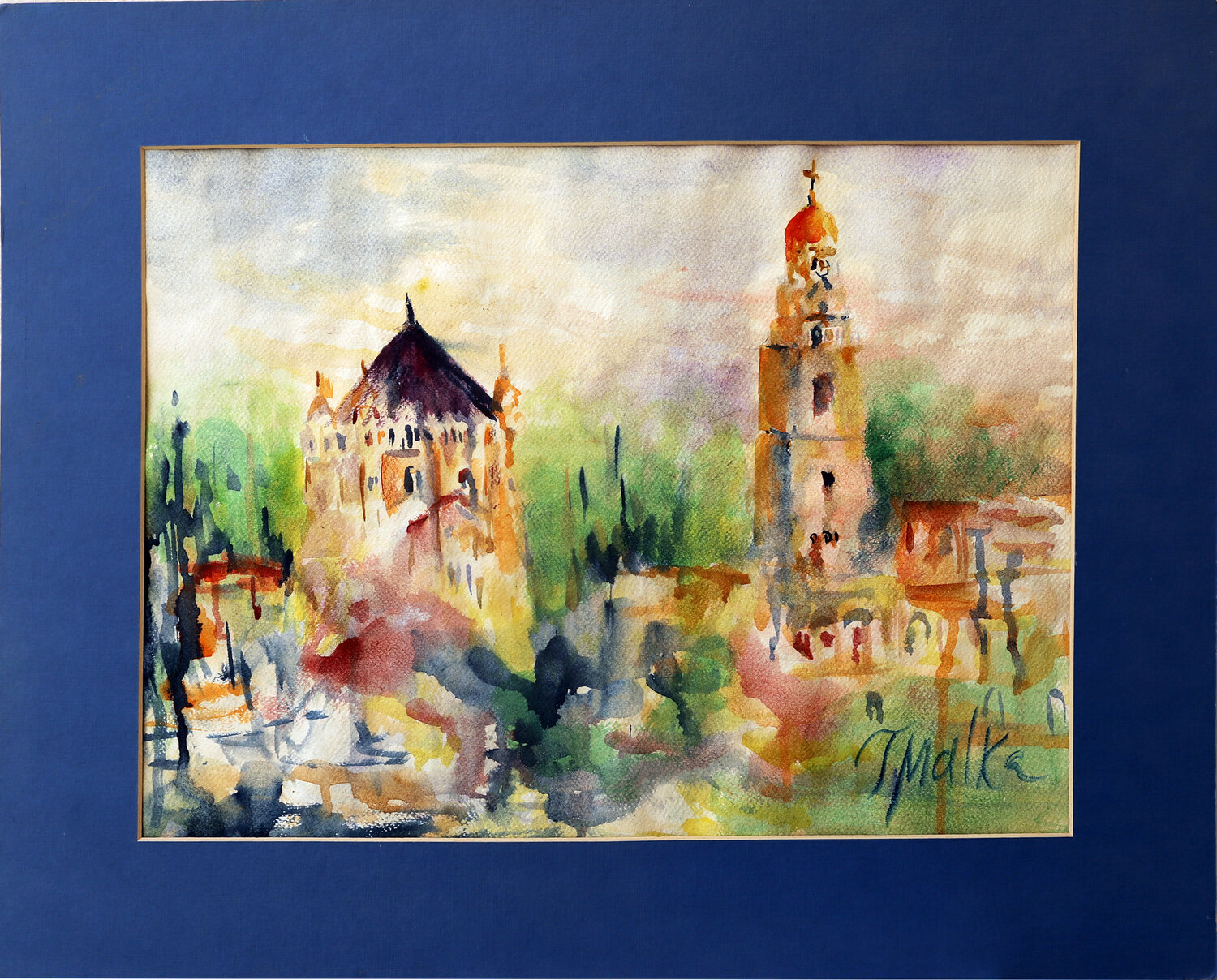 Dormicion In Jerusalem (framed by Mat Board) Malka Tsentsiper