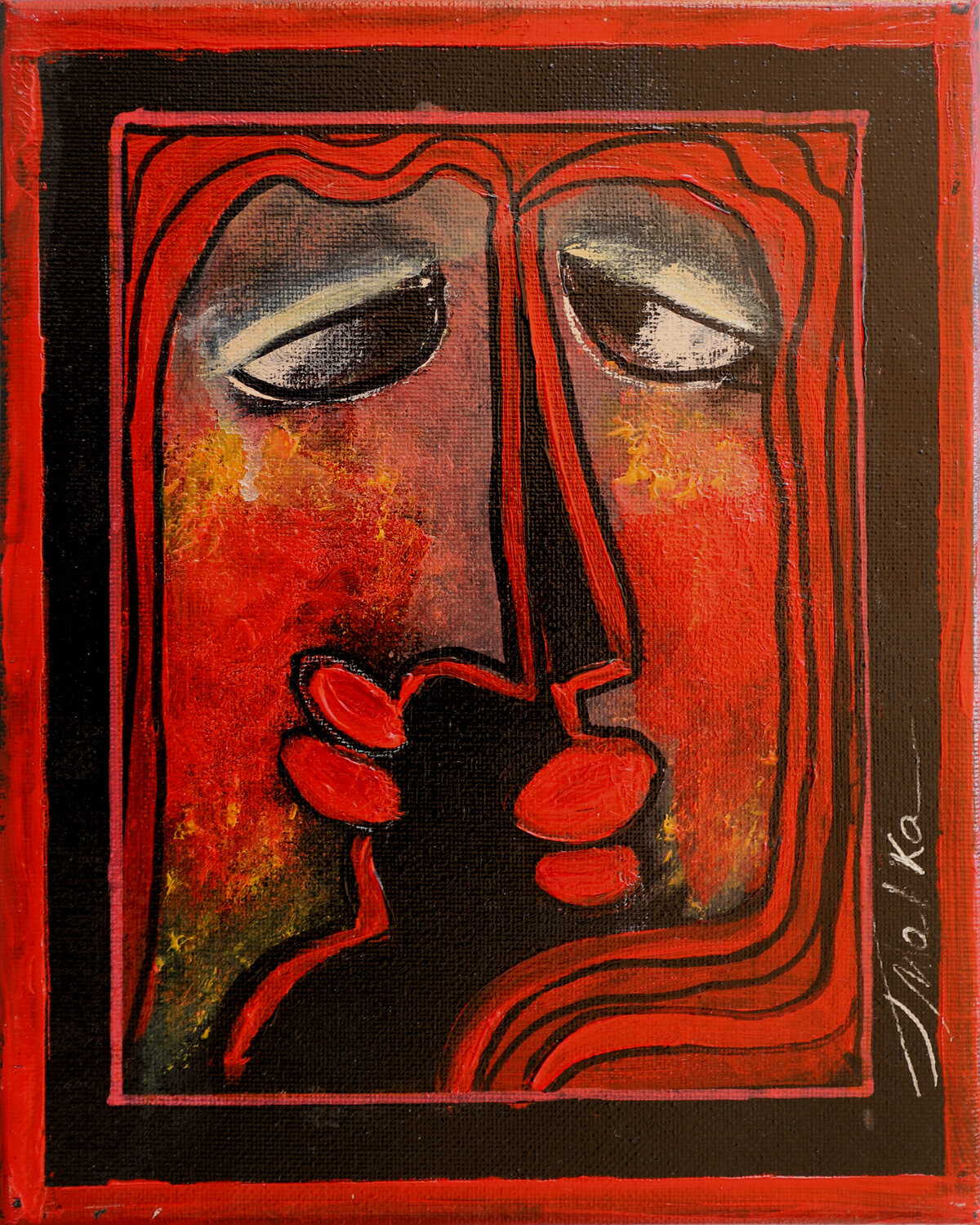 Mini 02 - from Black and Red original series Malka Tsentsiper Originalgemälde zu verkaufen