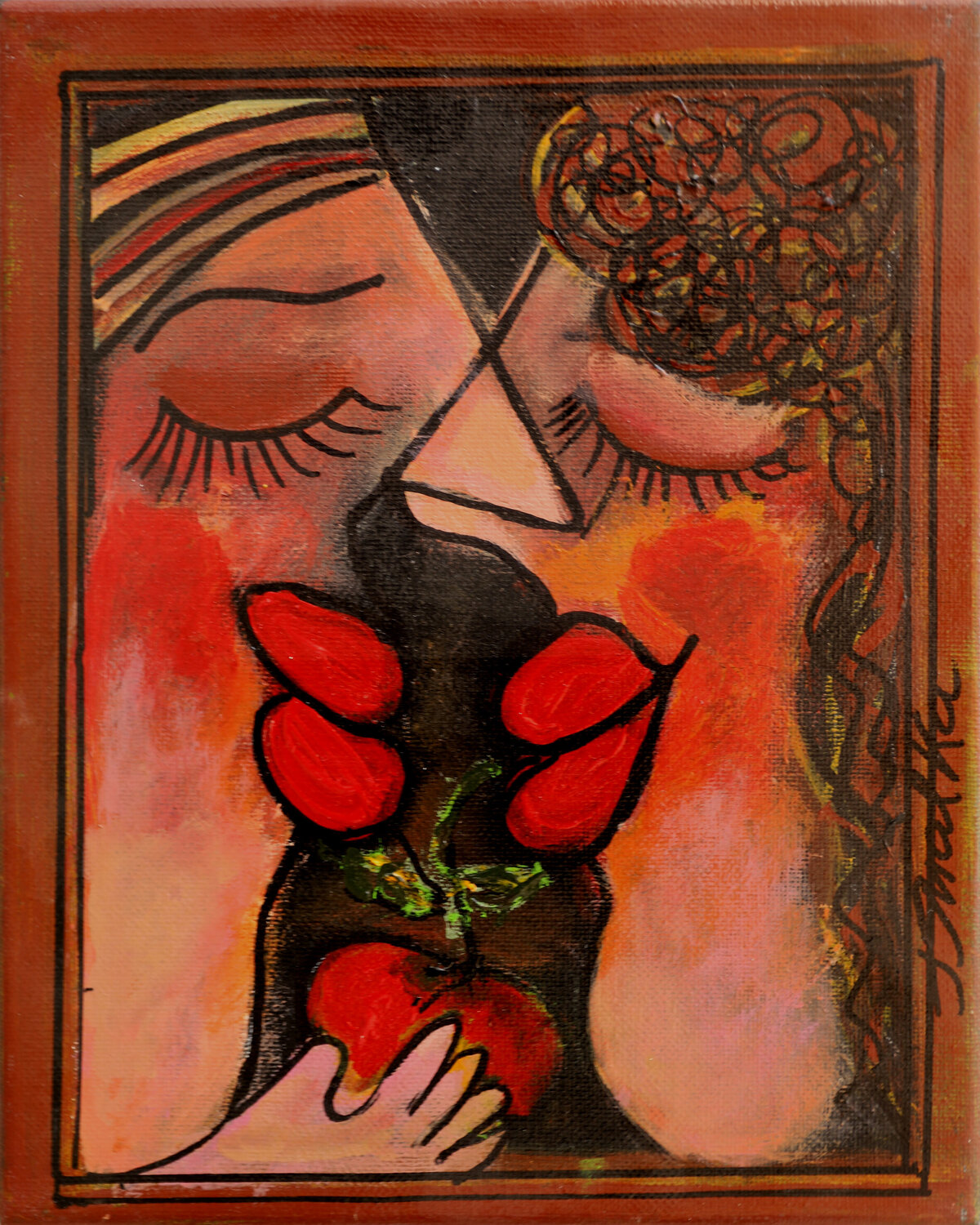 Mini 05 - from Paradise Apple original painting Malka Tsentsiper Originalgemälde zu verkaufen