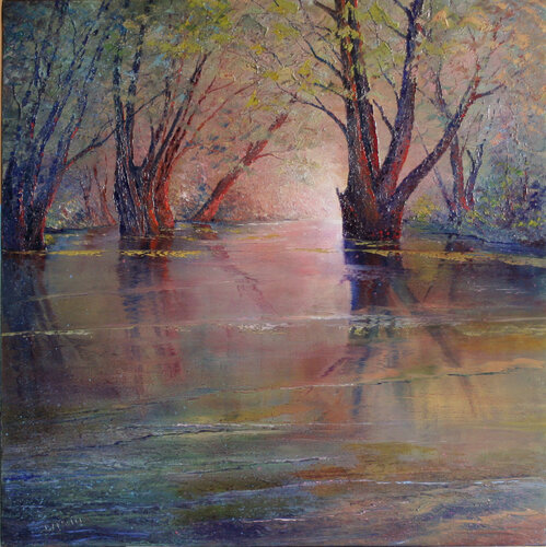 Les arbres rouges by Jacques Majos, Painting for Sale on Singulart