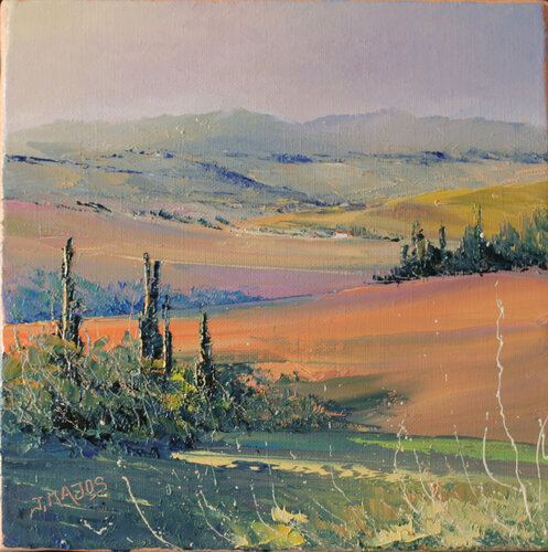 Toscane, les cyprès di Jacques Majos, Pittura in vendita su Singulart