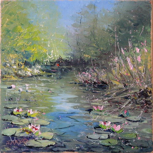 La mare aux nénuphars di Jacques Majos, Pittura in vendita su Singulart