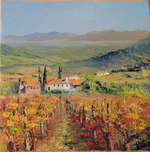 Toscane, les vignobles di Jacques Majos, Pittura in vendita su Singulart