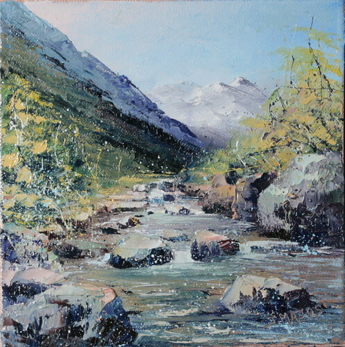 Rochers dans le torrent di Jacques Majos, Pittura in vendita su Singulart