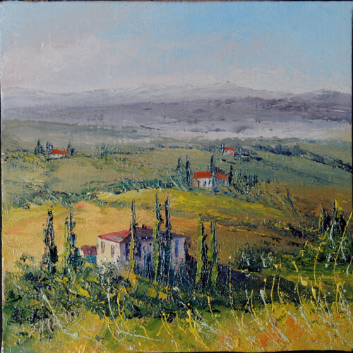 Toscane, Mas sur le coteau di Jacques Majos, Pittura in vendita su Singulart