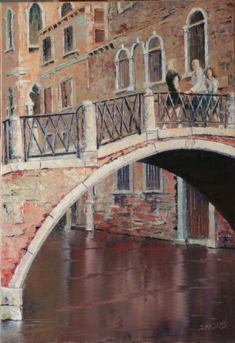 Rencontre sur le pont à Venise di Jacques Majos, Pittura in vendita su Singulart