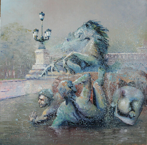 La fontaine des Girondins (2) di Jacques Majos, Pittura in vendita su Singulart