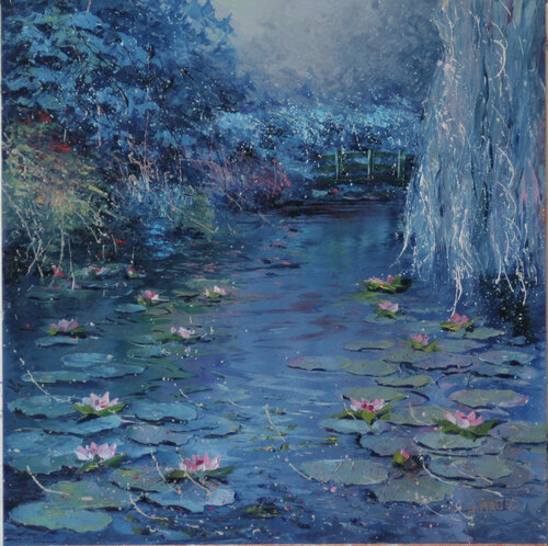 Giverny à la tombée de la nuit di Jacques Majos, Pittura in vendita su Singulart