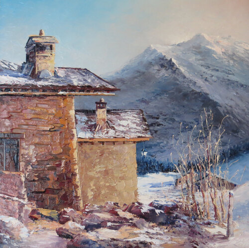 Village en haute montagne by Jacques Majos, Painting for Sale on Singulart