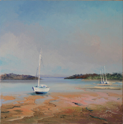 Voiliers à marée basse di Jacques Majos, Pittura in vendita su Singulart