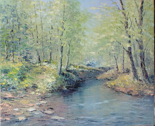 Passage sur le ruisseau ombragé von Jacques Majos, Malerei kaufen auf Singulart