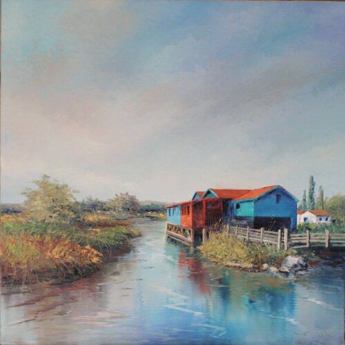 Baraques ostréicoles d'Oléron by Jacques Majos, Painting for Sale on Singulart