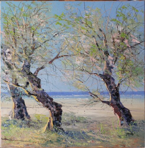 Tamaris sur la plage van Jacques Majos, Schilderij te koop op Singulart