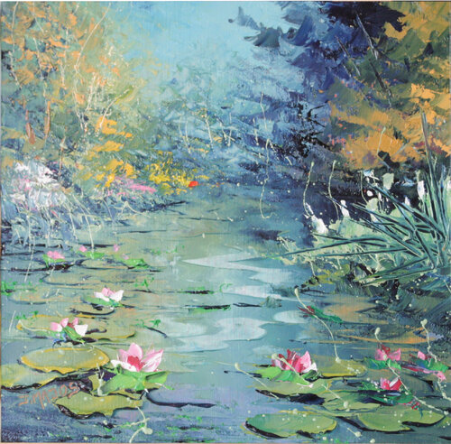 Nénuphars aux iris blancs van Jacques Majos, Schilderij te koop op Singulart