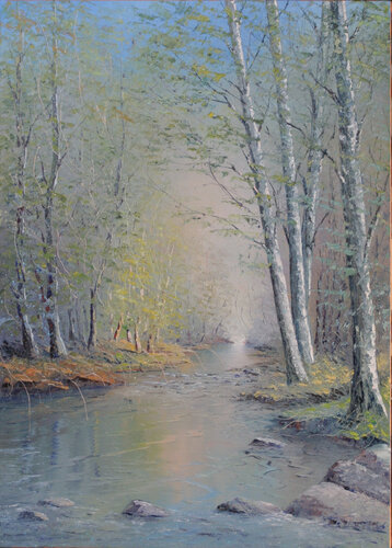 Lumière sur le ruisseau by Jacques Majos, Painting for Sale on Singulart
