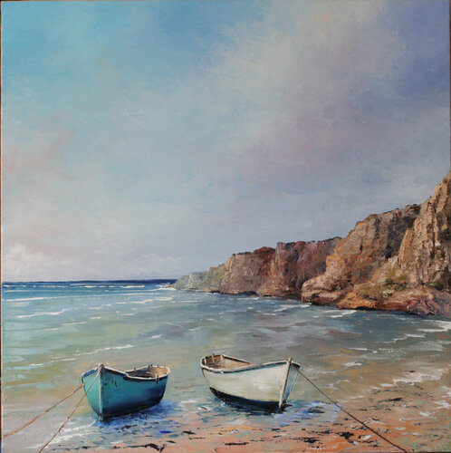 Deux barques sur la grève di Jacques Majos, Pittura in vendita su Singulart