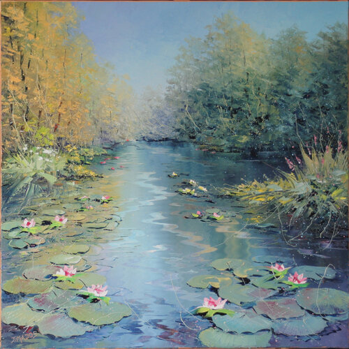 Nénuphars au bord de l'étang van Jacques Majos, Schilderij te koop op Singulart