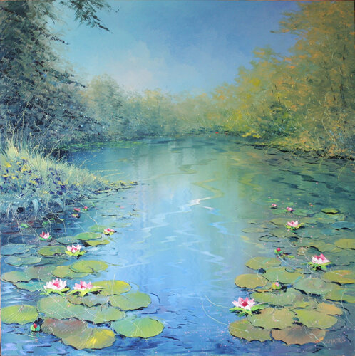 L'étang bleu aux nénuphars Jacques Majos