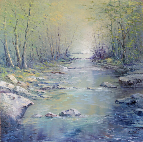 Reflets dans le ruisseau by Jacques Majos, Painting for Sale on Singulart
