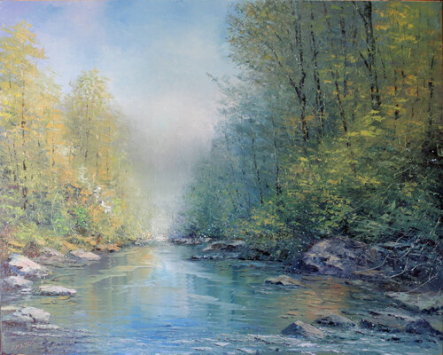 La rivière bleue par Jacques Majos, Peinture en vente sur Singulart