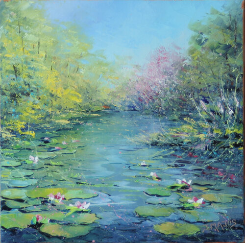 L'arbre rose aux nénuphars von Jacques Majos, Malerei kaufen auf Singulart