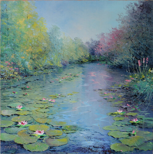 Petit pont aux nénuphars by Jacques Majos, Painting for Sale on Singulart