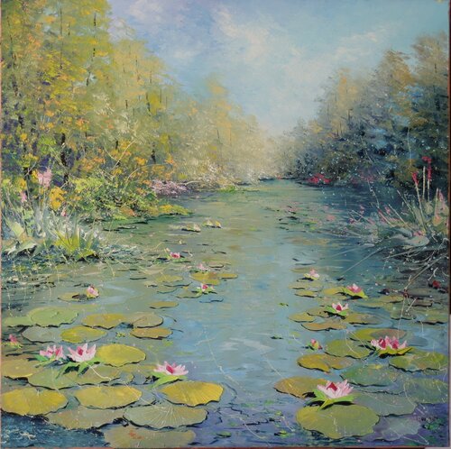 L'étang aux nénuphars by Jacques Majos, Painting for Sale on Singulart